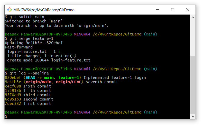 Git Merge Branch Command