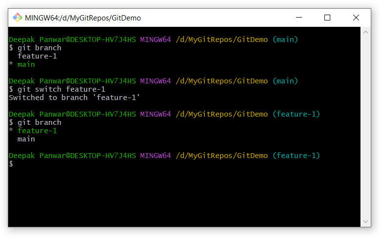 Git Switch Command